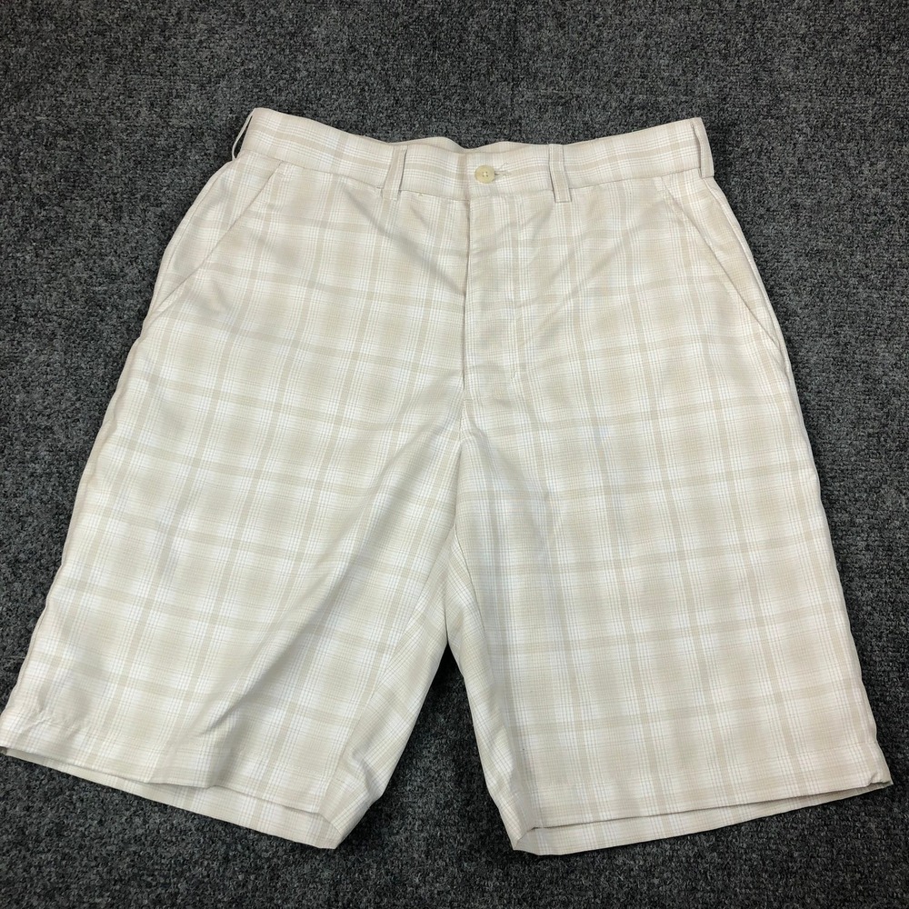 Ben Hogan Performance Golf Shorts Mens 30 White Plaid Moisture Wicking ZFSB78NB